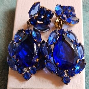Ornate Blue Gemstone Drop Earrings